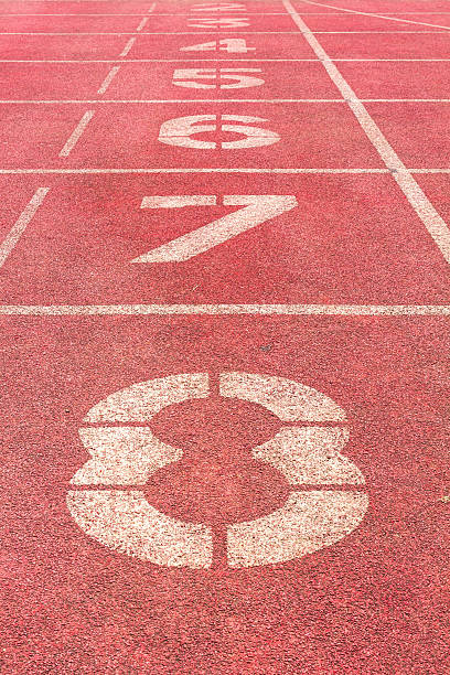 istock Start track. line on a red running track 481401289