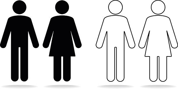 ilustraciones, imágenes clip art, dibujos animados e iconos de stock de mujer y hombre iconos - public restroom bathroom restroom sign sign