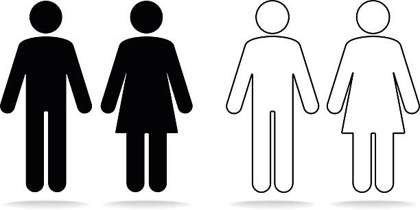 Woman and man icons Woman and man icons. PDF file included. bathroom silhouettes stock illustrations