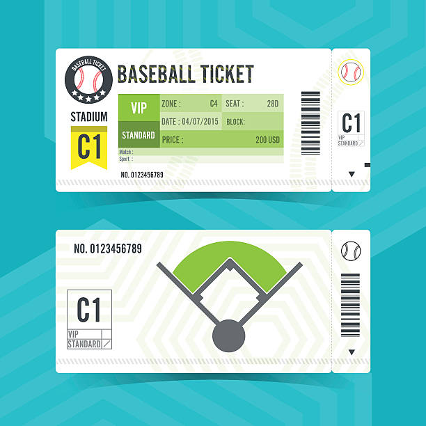 ilustrações de stock, clip art, desenhos animados e ícones de beisebol bilhete elemento de design de cartão moderno - baseballs baseball sport american culture