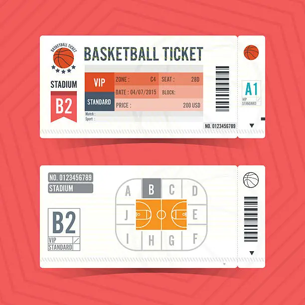 Vector illustration of Basketball Ticket Card modern element design