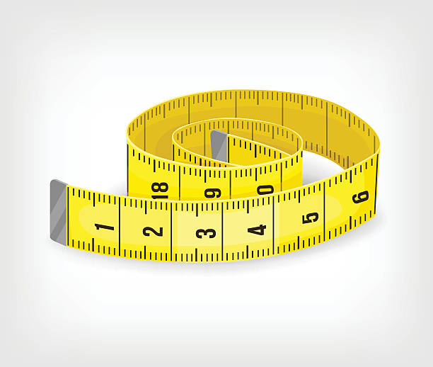 illustrazioni stock, clip art, cartoni animati e icone di tendenza di nastro giallo misura in centimetri. illustrazione vettoriale - ruler tape measure instrument of measurement centimeter