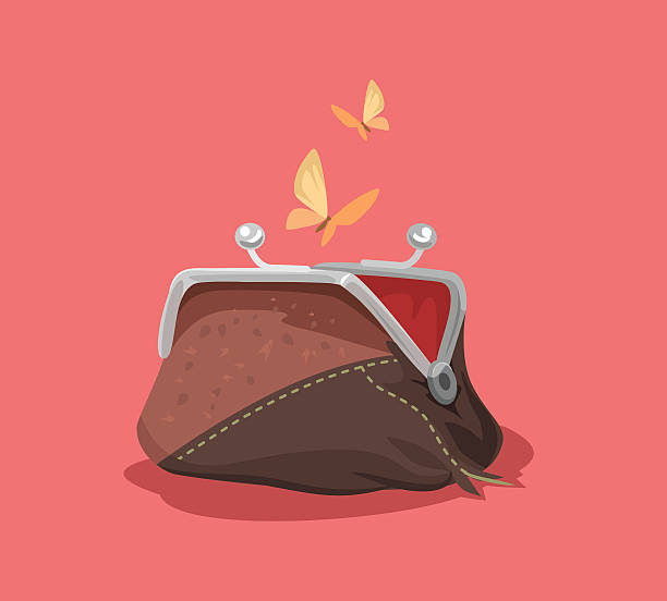 Empty purse. Vector flat cartoon illustration Empty purse. Vector flat cartoon illustration over spend stock illustrations