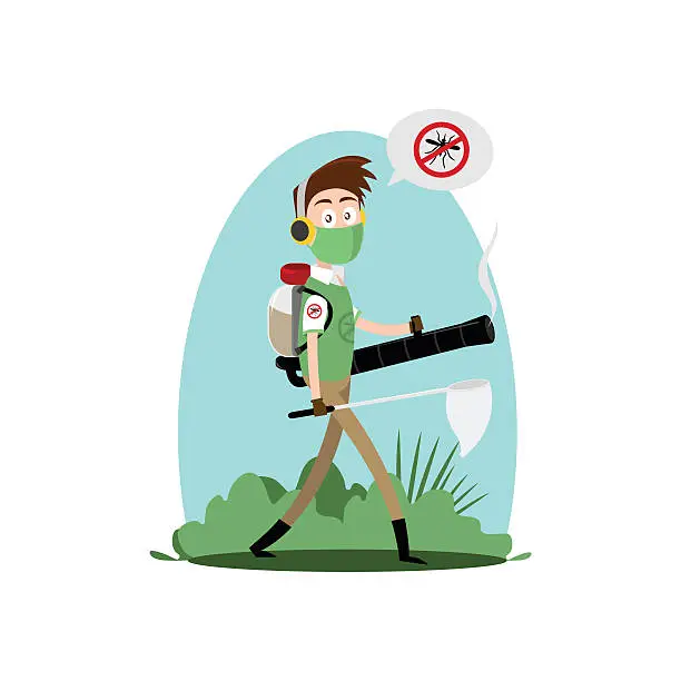 Vector illustration of Mosquito Control Cartoon