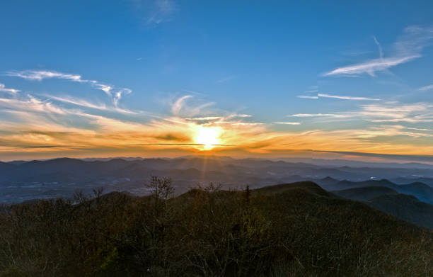 горы закат hdr - panoramic great appalachian valley the americas north america стоковые фото и изображения