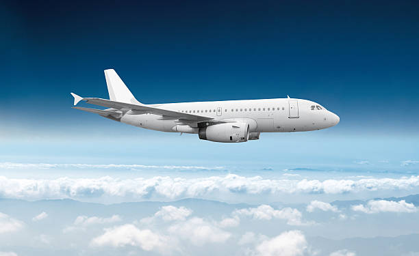 Passenger airliner flight in the blue sky