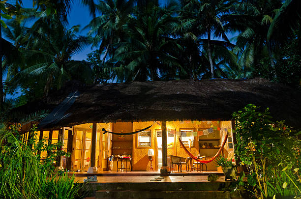 istock Bungalow in a resort in Bali Indonesia at night 481413302