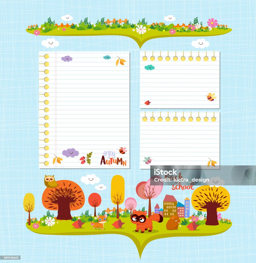 Fall Graphic Note Paper Hello Autumn Design Elements For Notebook Note Papers Stock ...