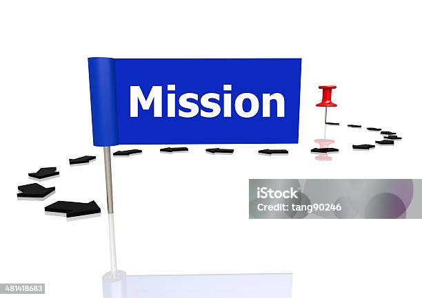 Push Pin To Mission Stock Photo - Download Image Now - Journey, Project Management, Achievement