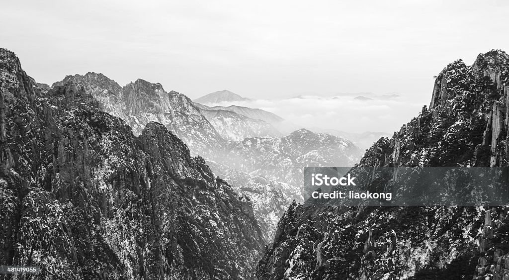 Monte Huangshan paisagem de inverno - Foto de stock de Azul royalty-free