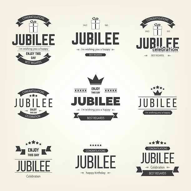 Vector illustration of Vector set of jubilee logo, logotype. Design elements collection.