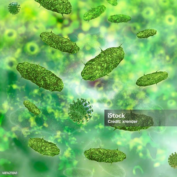Bactérias 3d Ilustração Desenhados - Fotografias de stock e mais imagens de Abdómen Animal - Abdómen Animal, Bactéria, Ciência