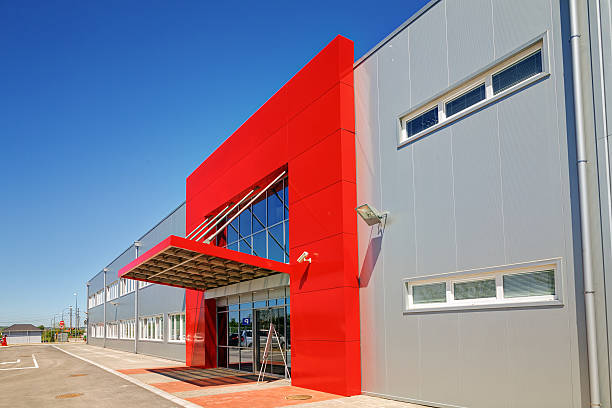 istock Aluminum facade on industrial building 481422106
