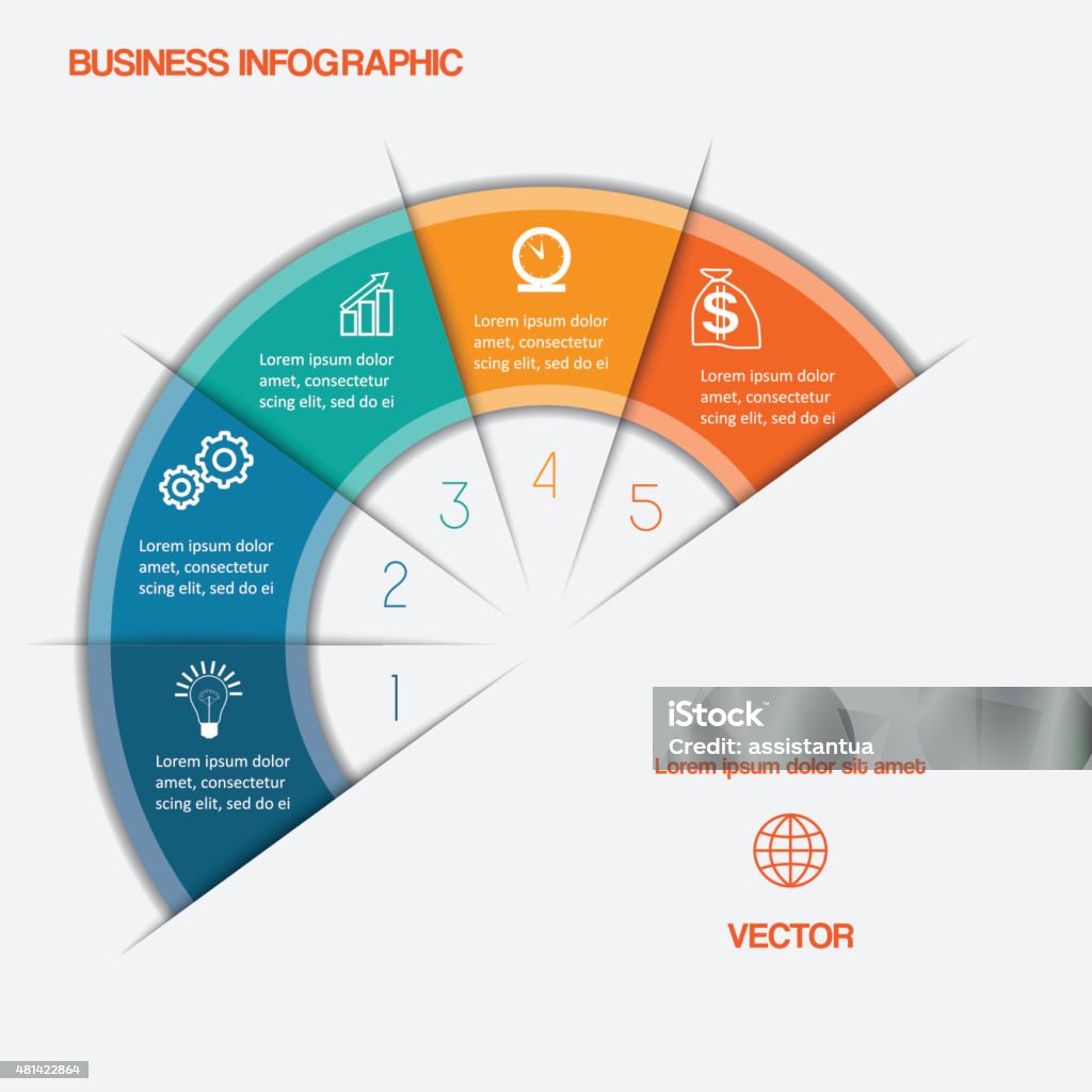 Hình Bán Nguyệt Infographic Với Các Vùng Văn Bản Trên Năm Vị Trí ...