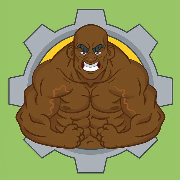 Vector illustration of Avatar black bodybuilder. Аватар черный культурист.