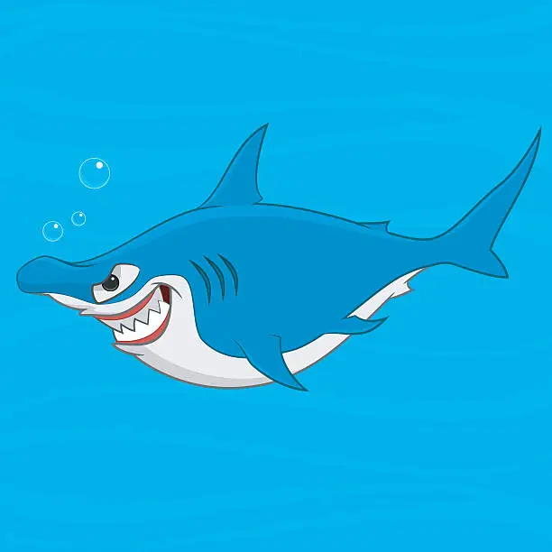 Vector illustration of hammerhead shark. Акула-молот.