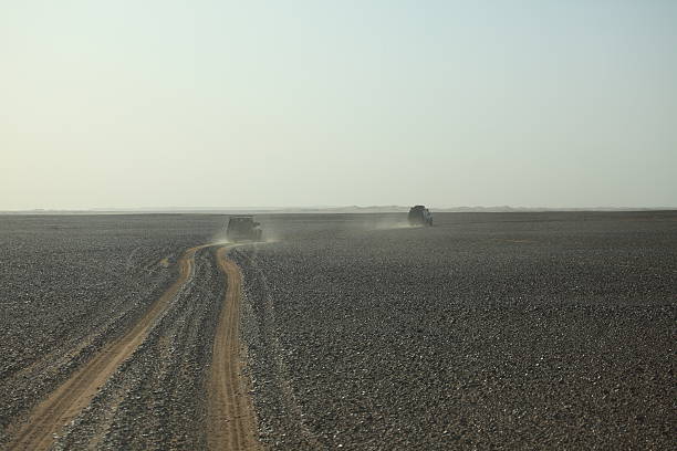 le désert du sahara en algérie - fahrspur photos et images de collection
