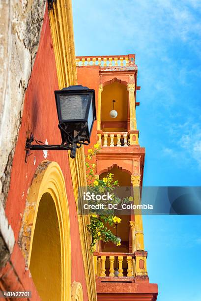 Orange And Yellow Balcony Stock Photo - Download Image Now - Colombia, Architecture, Balcony