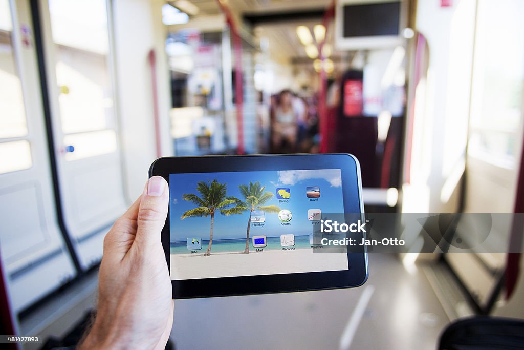 Digitale tablet im Zug - Lizenzfrei Analysieren Stock-Foto