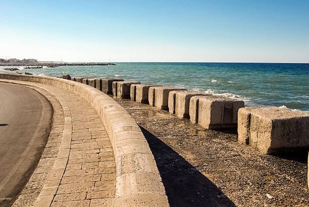istock Beautiful seashore road with sea on background in sunset light 481429457