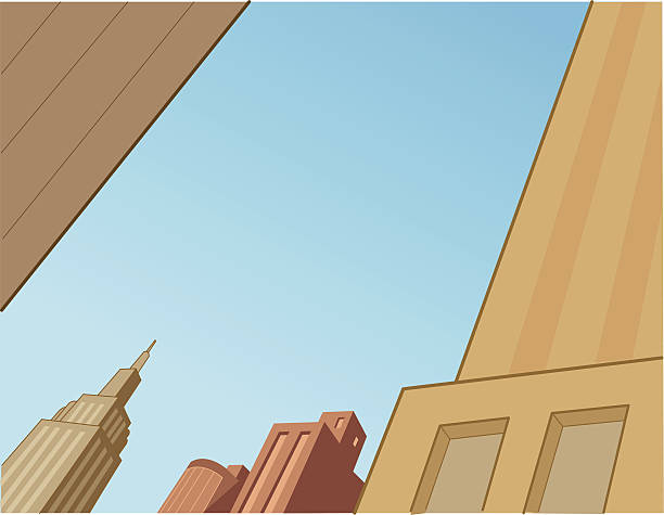 Comics City Skyline Scene For Flying Superheroes vector art illustration