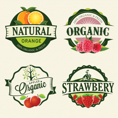 Set of retro Fresh & Organic labels.