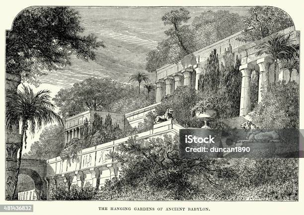 Hanging Gardens Of Babylon Stock Illustration - Download Image Now - Babylonia, Yard - Grounds, Hanging