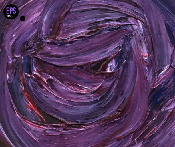 ilustrações, clipart, desenhos animados e ícones de pintura a óleo de violet fundo. ilustração vetorial. - multi colored floral pattern acrylic painting purple
