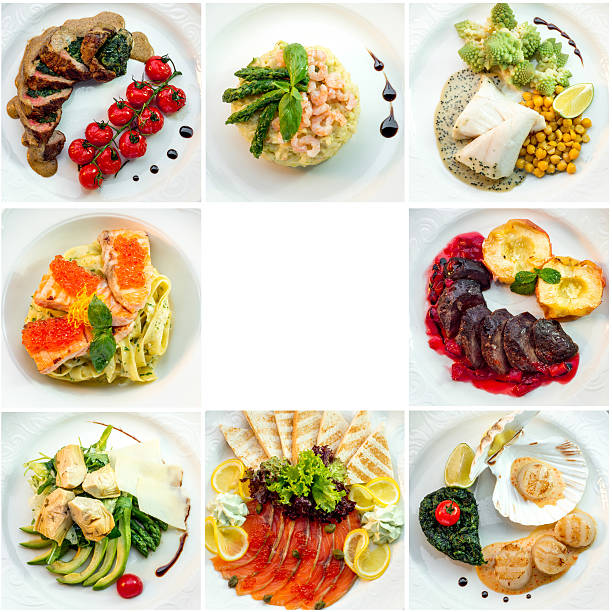 istock eight different restaurant dishes top view with place for text 481447255