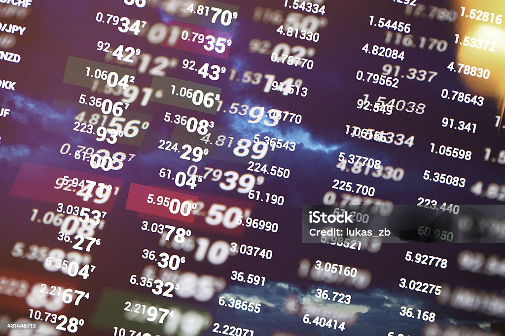 Financial Figures. Financial figures on LCD screen. Analyzing Stock Photo