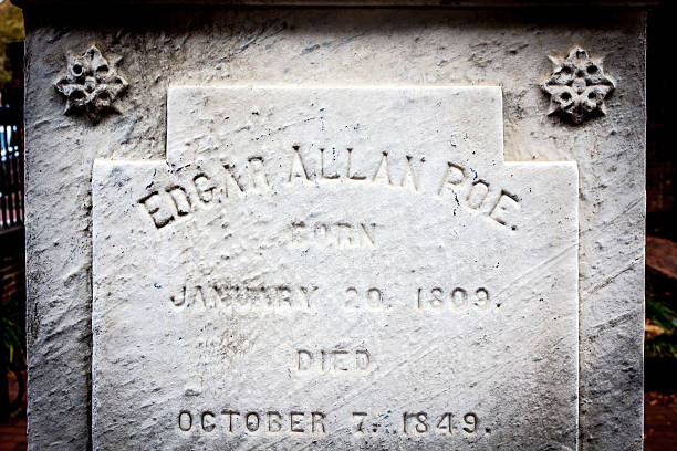 Edgar Allan Poe Tombstone with Name and Dates stock photo