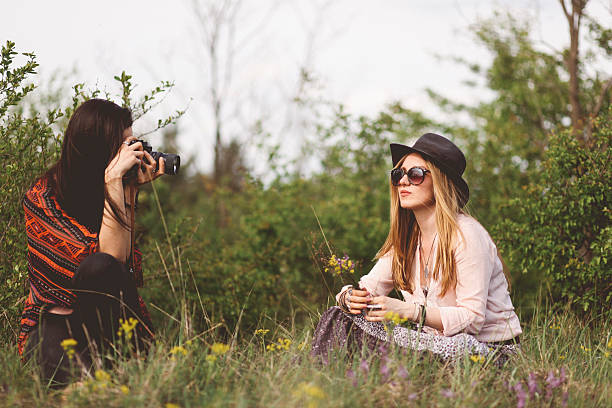 istock Girl photographers in nature 481450726