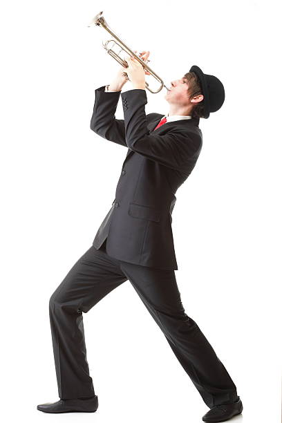 istock Portrait of a young man playing his Trumpet 481452011