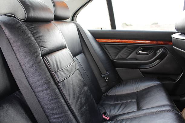 istock Rear black leather vehicle seats 481455879