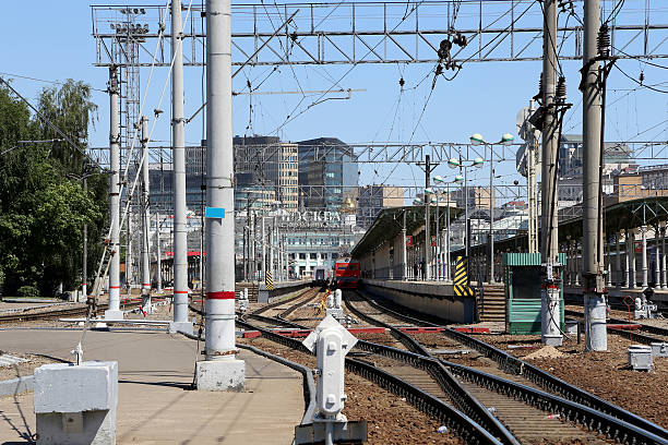 istock Train on Moscow passenger platform (Belorussky railway station) in Moscow 481457188