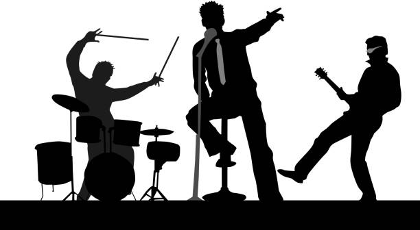 Playing Concert Playing Concert person presenting silhouette stock illustrations