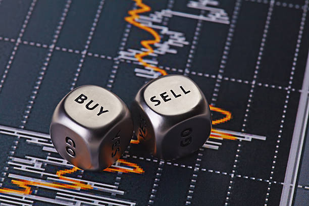 dices cubi per trader. - selling buy trading buying foto e immagini stock