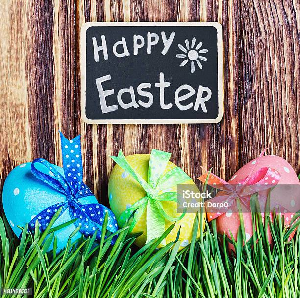 Happy Easter Stock Photo - Download Image Now - Celebration, Chalkboard - Visual Aid, Close-up