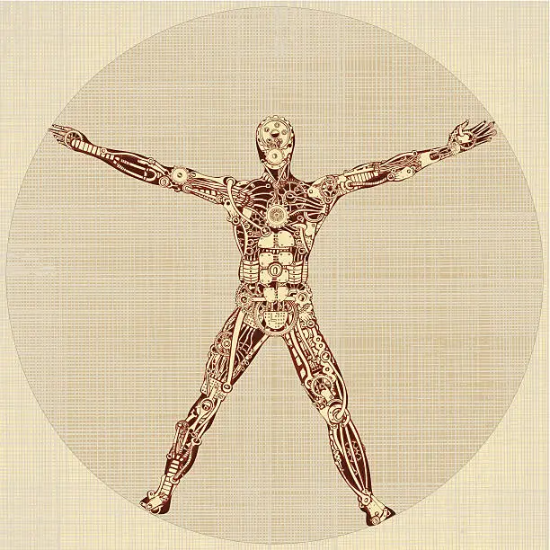Vector illustration of The Vitruvian Man. Remake of Leonardo da Vinci's drawing. v1.0