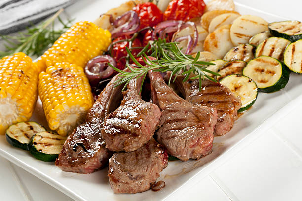 istock Barbecued Lamb and Grilled Vegetables 481459319