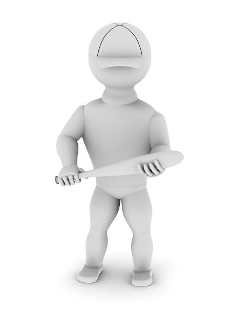 istock White man baseball cap with a bat in his hands 481459490