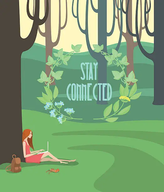 Vector illustration of Stay Connected with the Nature