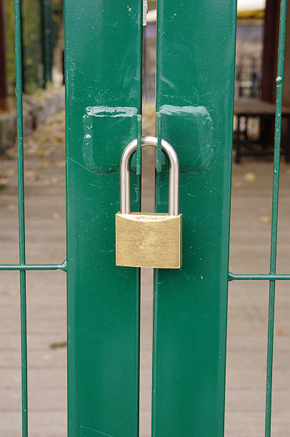 istock Padlock on the metal door closeup 481463790
