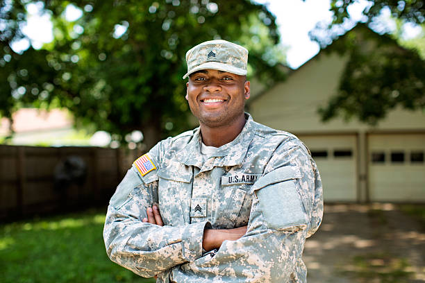 african american sergeant usa. tm - common men people human face stock-fotos und bilder