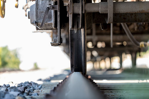 istock Closeup of train wheels 481463958