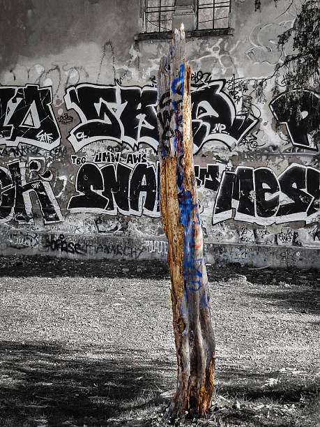 Totem pole in front of church