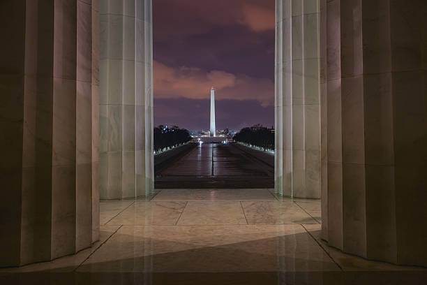 View of Washington Monument from Lincoln Memorial stock photo