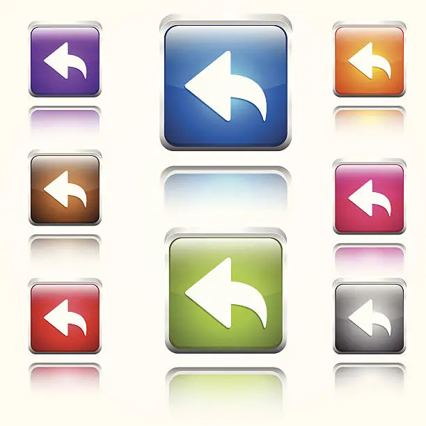 Vector illustration of Replay Sign Round Corner Vector Web Icon Button Set