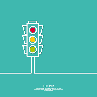 Abstract background with traffic lights. Red, green, yellow light. vector icons. Outline. minimal. 