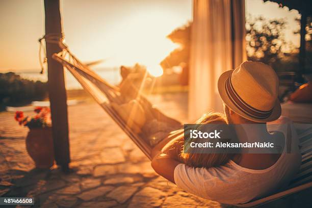 Summer Love Stock Photo - Download Image Now - Couple - Relationship, Hammock, Sunset